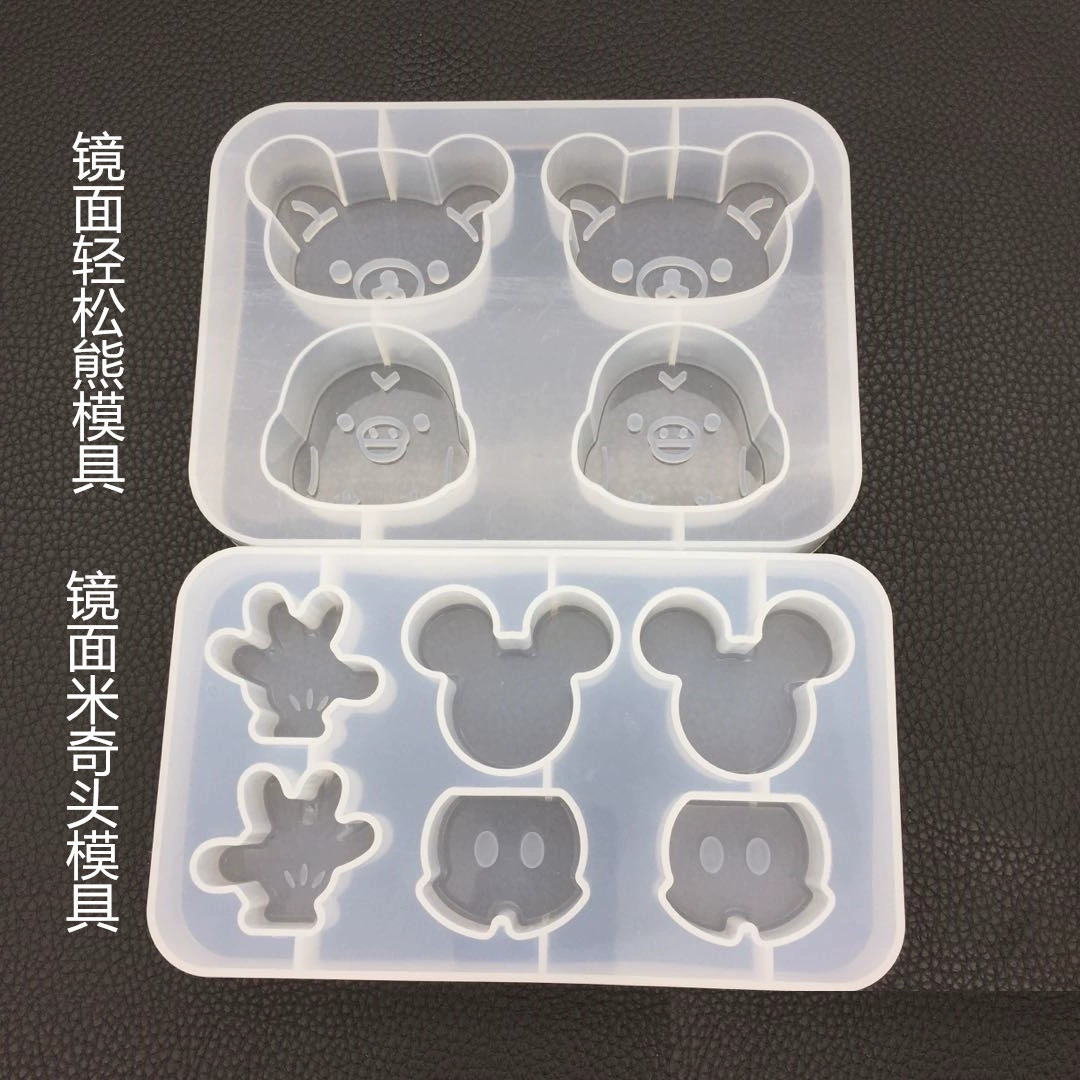 DIY Crystal Epoxy Mirror Mickey Head Easy Bear Mold Silicone Aroma Thạch cao Trang trí tay Baking Keychain - Tự làm khuôn nướng