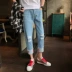 13 nam 14 học sinh trung học cơ sở 15 thiếu niên 16 người mẫu mùa xuân và mùa hè lỗ 17 quần jean nam chín quần 18 tuổi - Quần jean quần thun nam Quần jean