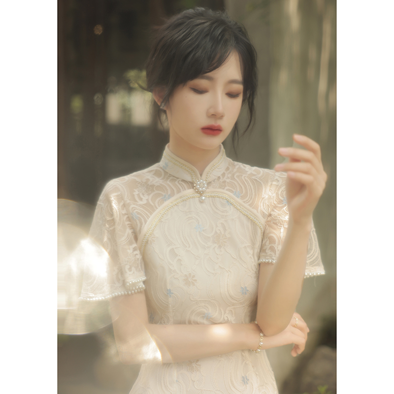 Summer cheongsam, lightweight advanced dress, french style