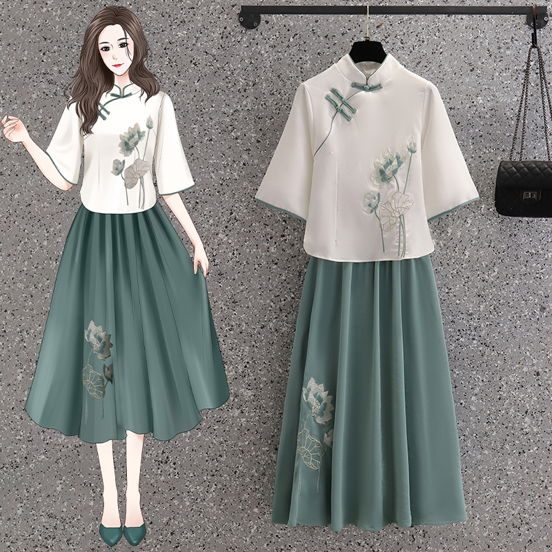 Tea Attire, Summer Clothing, Modernized Cheongsam, Hanfu, Chinese-Style Women's Clothing, Chinese Style Clothing, Tea Ceremony Attire, Tea Server Work Uniform