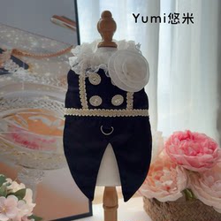 Yumipaws Pet Cat and Dog Clothes French Style Men's Tailcoat Camellia Popular Gorgeous Dress Small Dog Bichon Frise