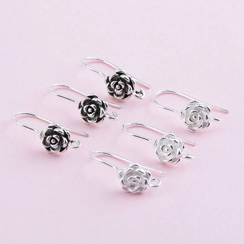 S925, серьги ручной работы, ретро аксессуары, серебро 925 пробы, в цветочек, DIY