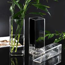 Desktop transparent glass vase hydroponic rectangular water plant container creative vase flowerpot utensils large