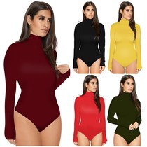 12 color long-sleeved high-collar slim versatile jumpsuit