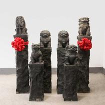 Stone carving horse pile tie horse stone pillar antique old old blue stone pillar Bolt Ma Zhuang Zhaocai courtyard retro Chinese ornaments