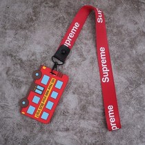 Childrens cute lanyard card bag with kindergarten card bus card set School card Primary school pick-up card School