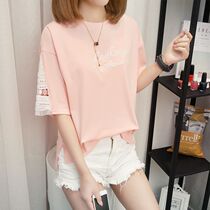  Short-sleeved T-shirt womens loose large size summer dress 200 fat mm student top womens T-shirt tide 