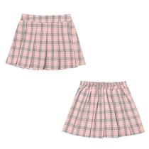 Plaid pleated skirt Female student short skirt Korean version of spring and summer skirt a-line skirt High waist large size safety pants skirt