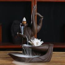 Cross-border back incense burner Creative parts ceramic bergamot Lotus Lotus heart incense burner crafts creative new Buddha