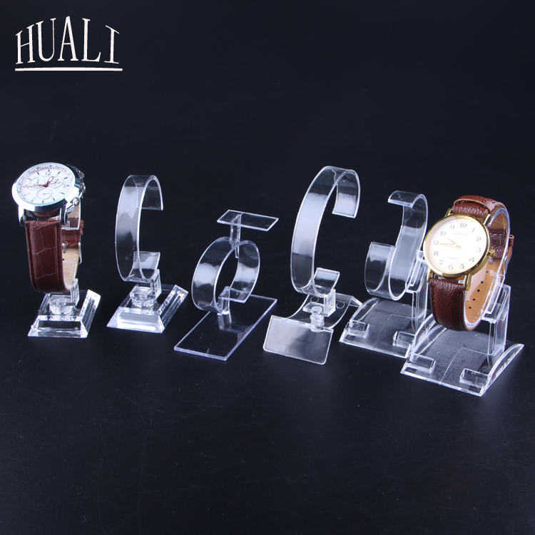 Transparent acrylic watch display stand Plastic tray stand Shop counter display display props C-ring
