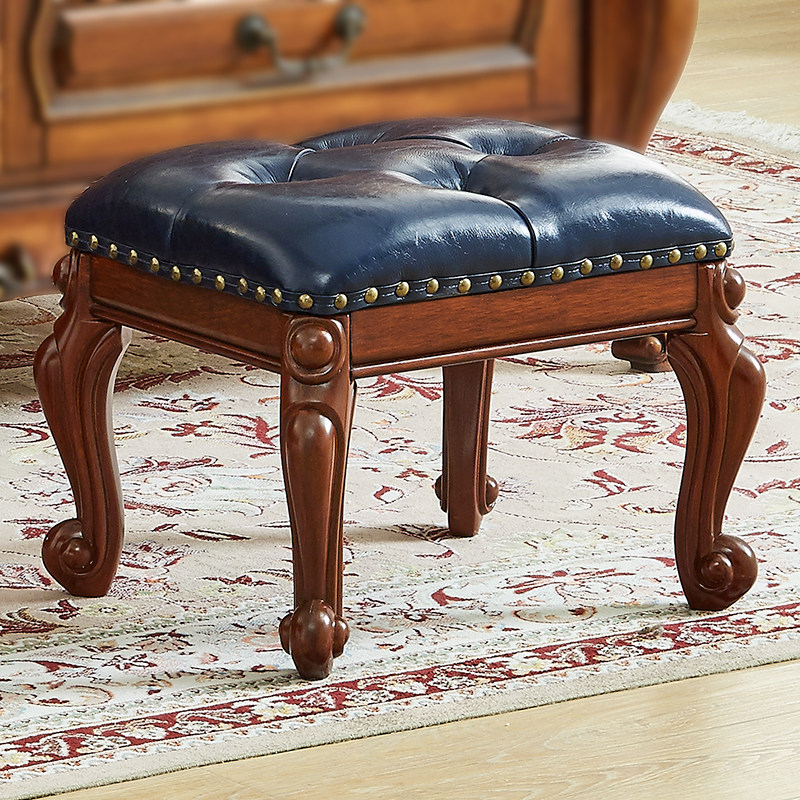 Children's American solid wood small board stool square low stool home sofa stool baby changing shoes stool round European coffee table stool