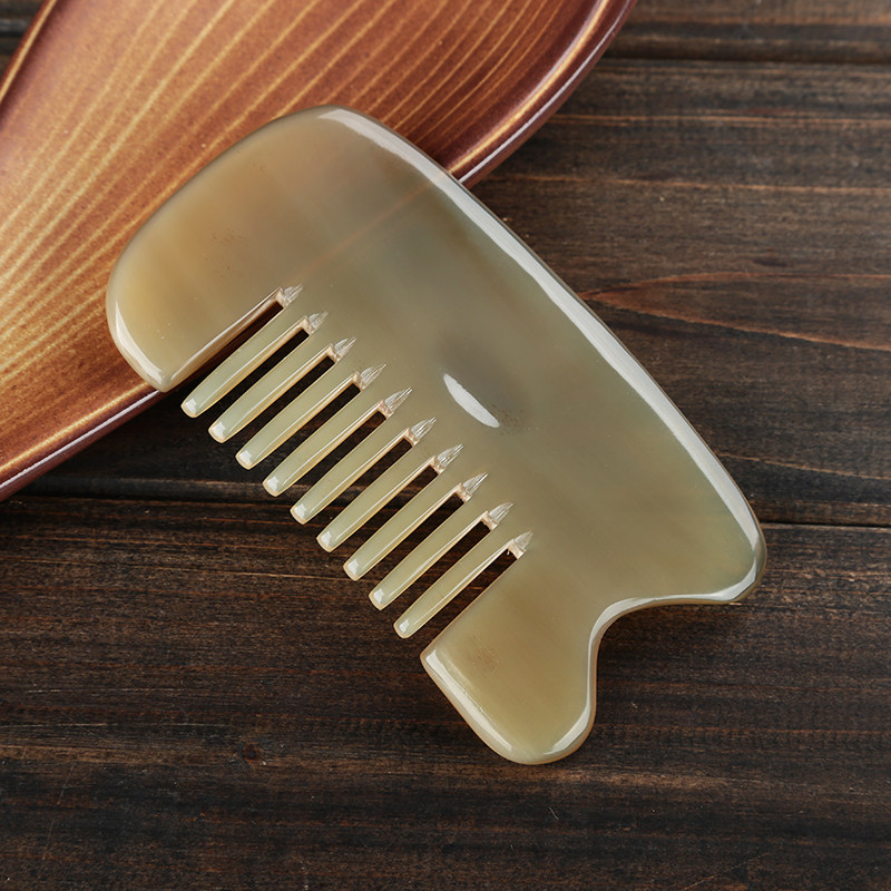 Natural White Buffalo Horn Scraping Comb Head Massage Multifunction
