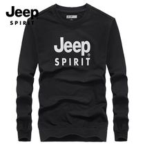 JEEP JEEP round neck sweater mens 2021 new pullover solid color mens sweater long sleeve loose tide T-shirt Cotton