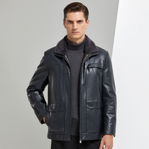 Down jacket men 2021 New Winter men down jacket lapel middle-aged business casual leather down jacket men