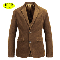 JEEP JEEP mens blazer loose spring style 2021 new suit men corduroy middle-aged top