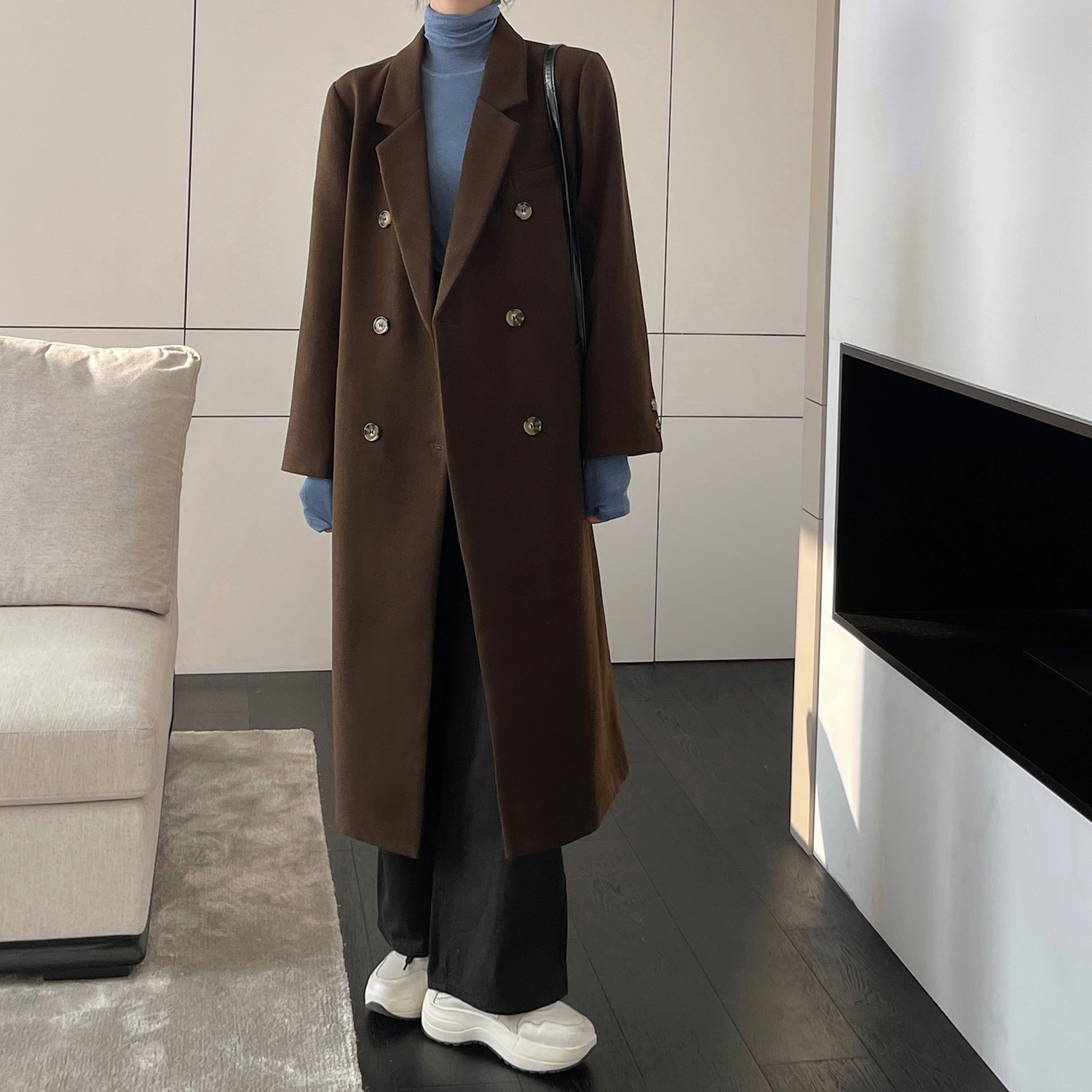 Blogger recommended brown subcoat woman medium long version Herbenwind Winter Korean version thickened over kneecap