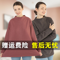 Womens Plus New Fat Plus Size Expanded Velvet Double-sided Velvet High-neck Warm Casual base shirt T-shirt Loose Top