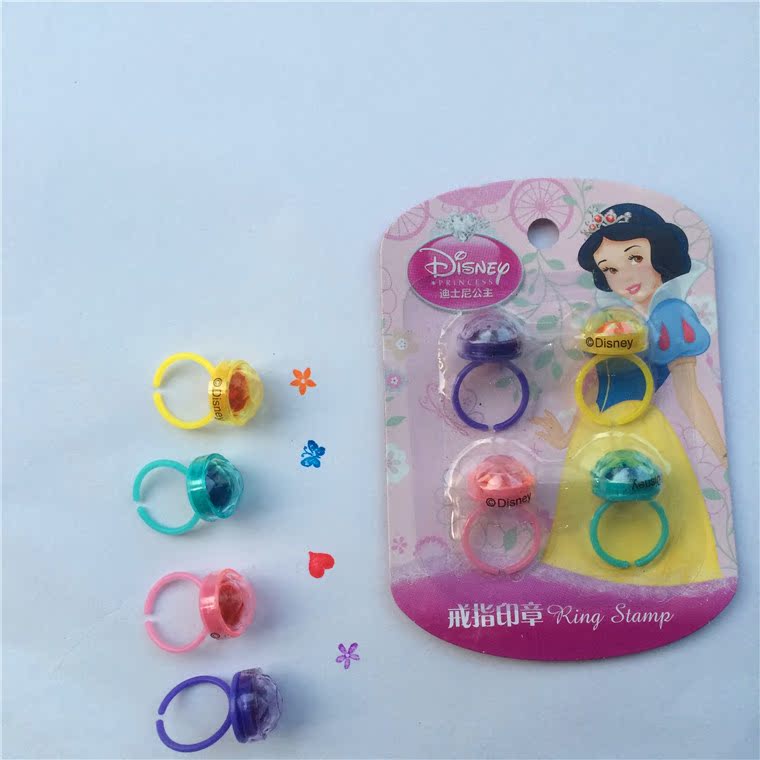 Chính hãng Disney Snow White Ring Seal Nữ Baby Baby Quà tặng sinh nhật Cartoon Seal Toy - Nhẫn nhẫn kim cương tự nhiên