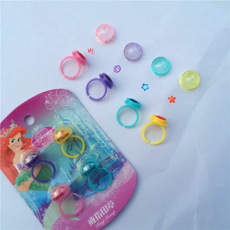 Chính hãng Disney Snow White Ring Seal Nữ Baby Baby Quà tặng sinh nhật Cartoon Seal Toy - Nhẫn nhẫn kim cương tự nhiên