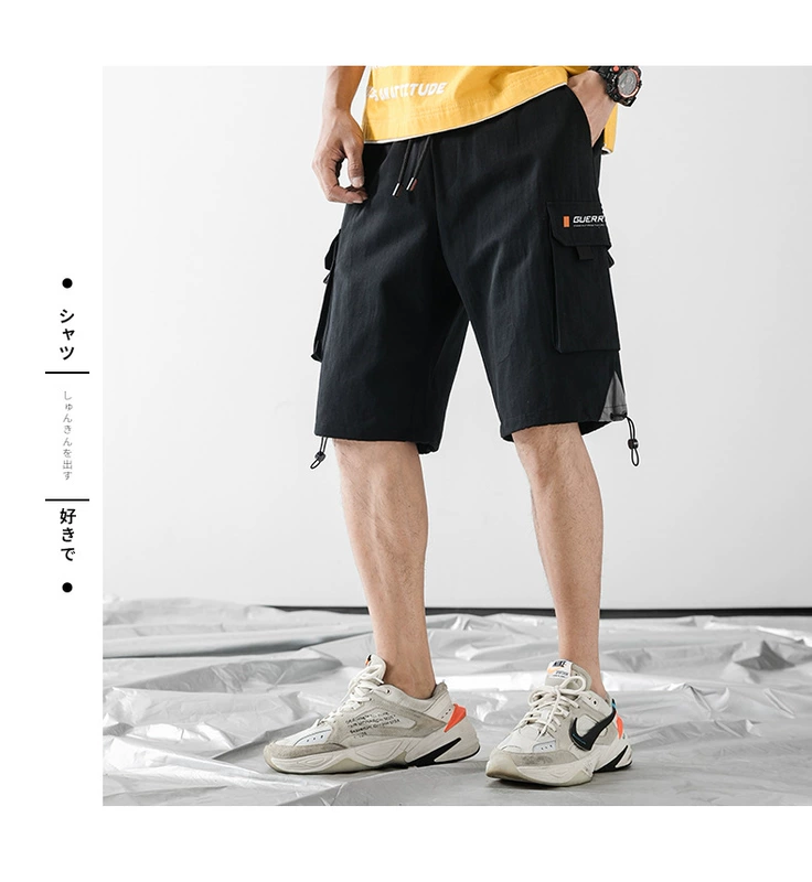 Quần áo nam cực lạnh Nhật Bản 2019 hè mới dụng cụ quần short nam giản dị dây rút lỏng năm quần - Quần short quần legging nam