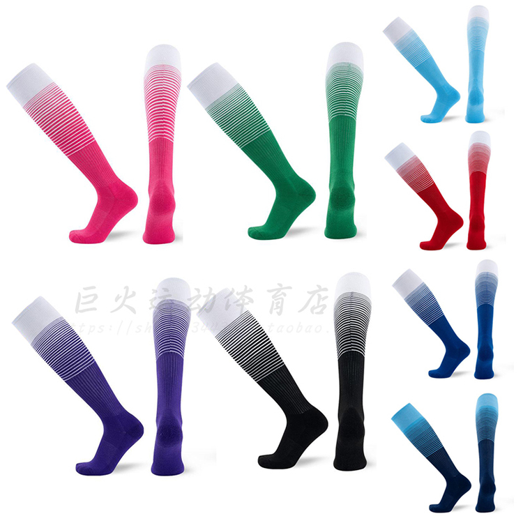0 Striped Purple-Green Thickened Towel-Bottom Long Socks, High-Tube Unisex Football Socks, Half-Length in Red, Blue, Pink, and Green 0 Striped Purple-Green Thickened Towel-Bottom Long Socks, High-Tube Unisex Football Socks, Half-Length in Red, Blue, Pink, and Green