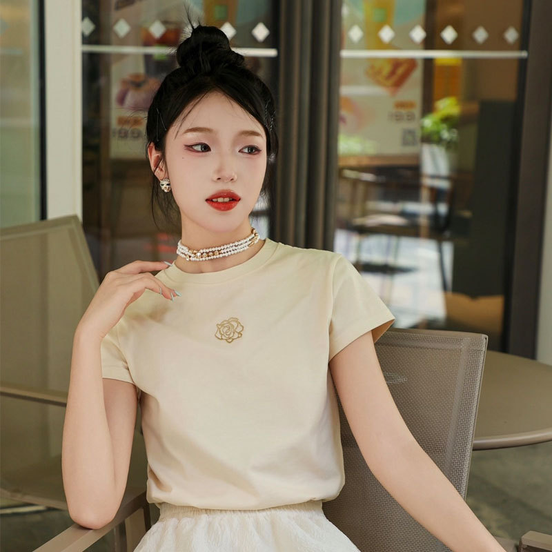 Gedi T-Shirt for Women 2026 Summer New Fashion Pure Cotton Camellia Print Short-Sleeved Top 1300996 Gedi T-Shirt for Women 2026 Summer New Fashion Pure Cotton Camellia Print Short-Sleeved Top 1300996