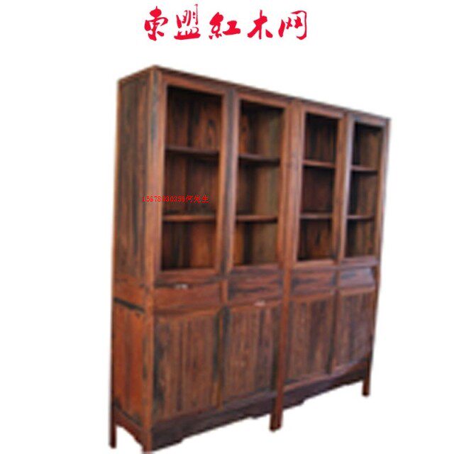Mahogany furniture, all solid wood bookcases, rosewood bookcases, bookshelves, Qing style combination bookcases, bookcases, bookshelves