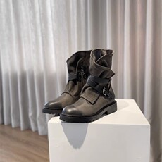 Западные Boots 随意搭配~西部牛仔靴2023复古英伦风真皮机车靴平底马丁靴女短靴