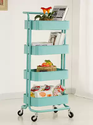 Four-storey trolley rack bedroom kitchen living room snacks movable wheeled shelf home cheap storage shelf