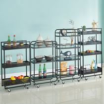 Kitchen refrigerator clip gap storage storage rack floor multi-layer pulley movable side narrow seam trolley