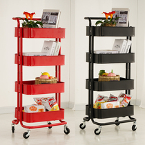Net red mobile wheeled kitchen living room baby products four-story snack floor multi-layer trolley storage rack