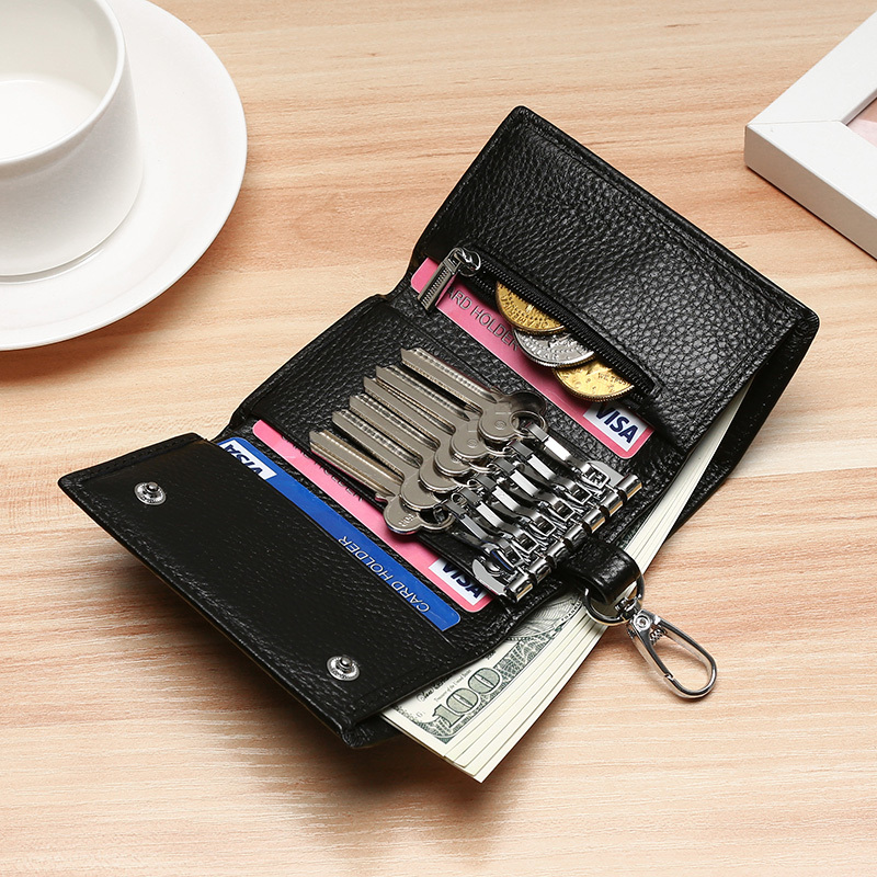 Genuine Leather Key Wallet for Men and Women, Multifunctional 70% off Wallet, First Layer Cowhide Keychain Bag, Fashionable Card Holder with Coin Compartment