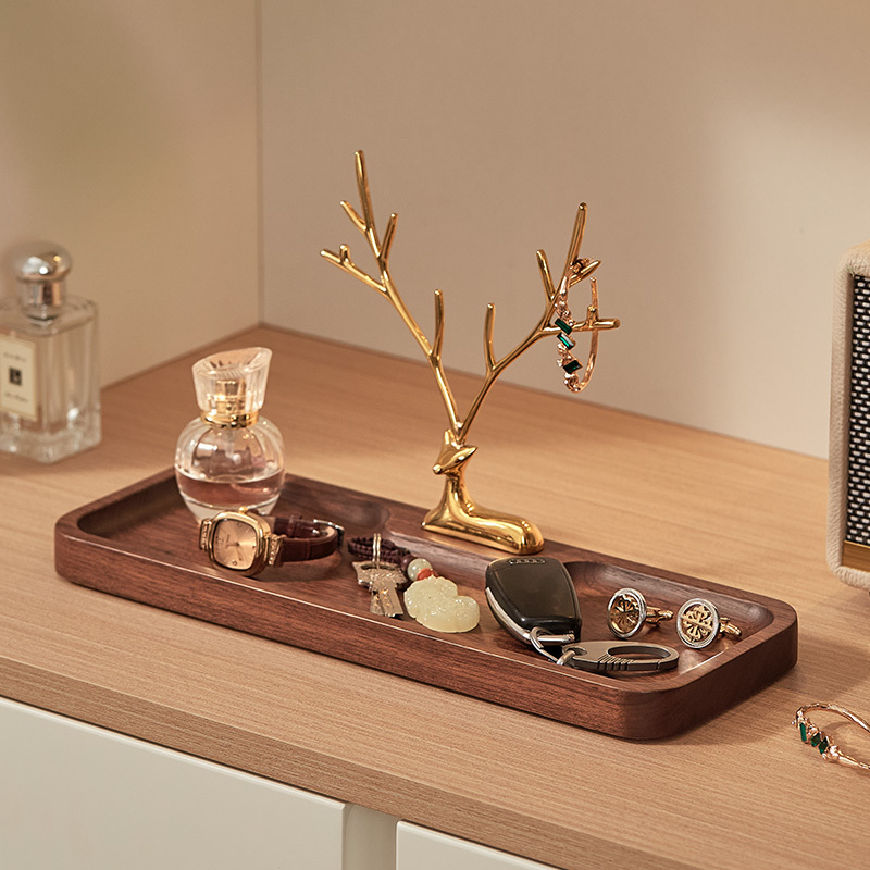 Solid Wood Doorway Key Storage Entrance Tray Light Luxury High-End Home Decoration Shelf Housewarming Gift