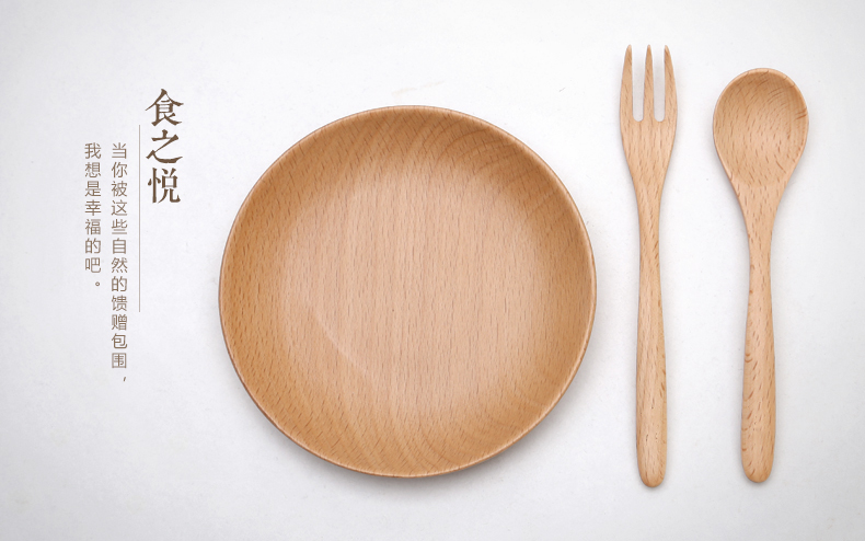 Sản phẩm tốt số 2, món ăn nhẹ bạch đàn, đĩa trái cây, món ăn nhỏ sáng tạo của Nhật Bản, đĩa gỗ, snack, đĩa gỗ tròn - Tấm muỗng gỗ