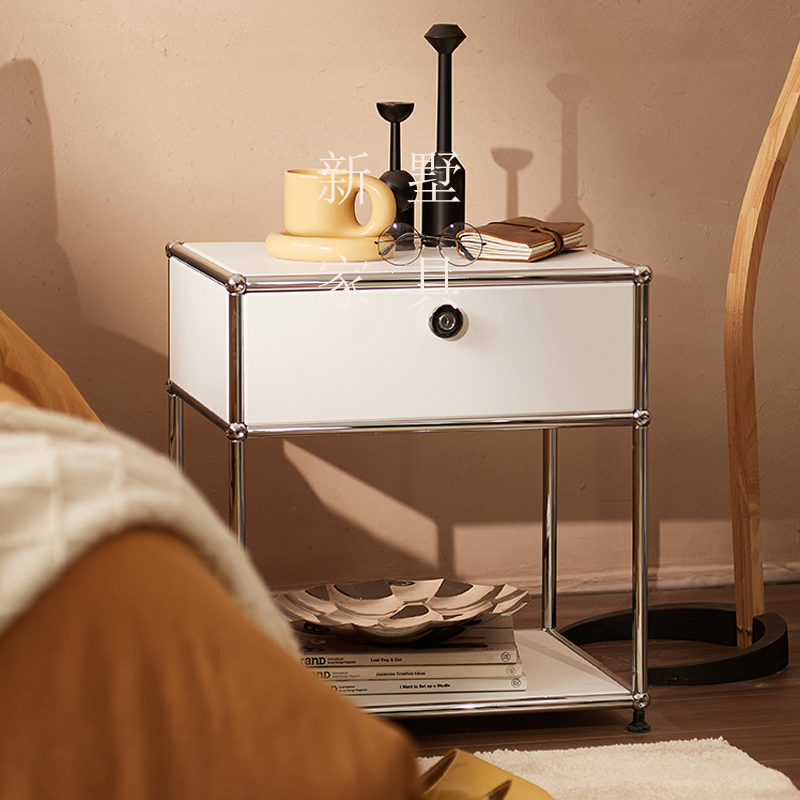 Bed Head Cabinet Racks Nordic Stainless Steel Ins Light Lavish Cabinet Brief Modern Side Few Bedroom Lockers