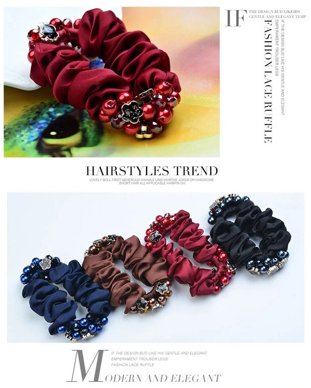 Phụ nữ trung niên phụ kiện tóc mẹ Zama đuôi cao su với flannel tóc vòng tóc rhinestone tóc dây đầu hoa dây cao cấp - Phụ kiện tóc băng đô nữ