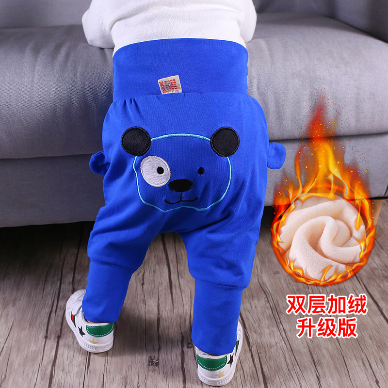 Baby pants spring and autumn children's 2022 new butt pants plus velvet men's and women's harem pants baby warm big PP pants