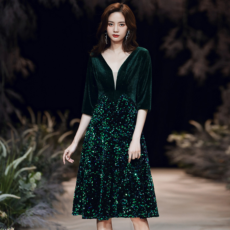 Elegant Evening Dress for Women 2026 Spring and Summer New Sequin Dress Birthday Dinner Party Annual Meeting Dress Slim Fit