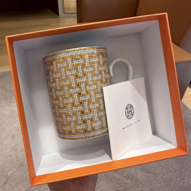 Hermes Mug 24K Gold Mosaic Hdeco Coffee Cup Authentic National Patent Product