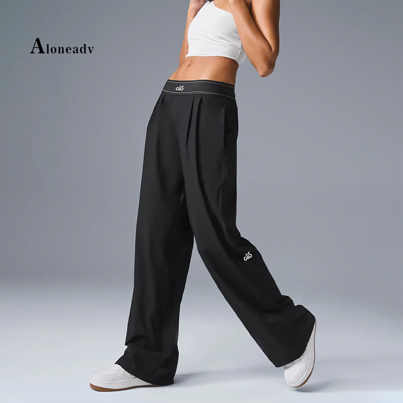 Aloneadv American-Style Yoga Pants for Women, High-Waisted, with Webbing, Loose Fit, Slimming, Straight-Leg Pants, Summer Quick-Dry Sports Fitness Long Pants Aloneadv American-Style Yoga Pants for Women, High-Waisted, with Webbing, Loose Fit, Slimming, Straight-Leg Pants, Summer Quick-Dry Sports Fitness Long Pants