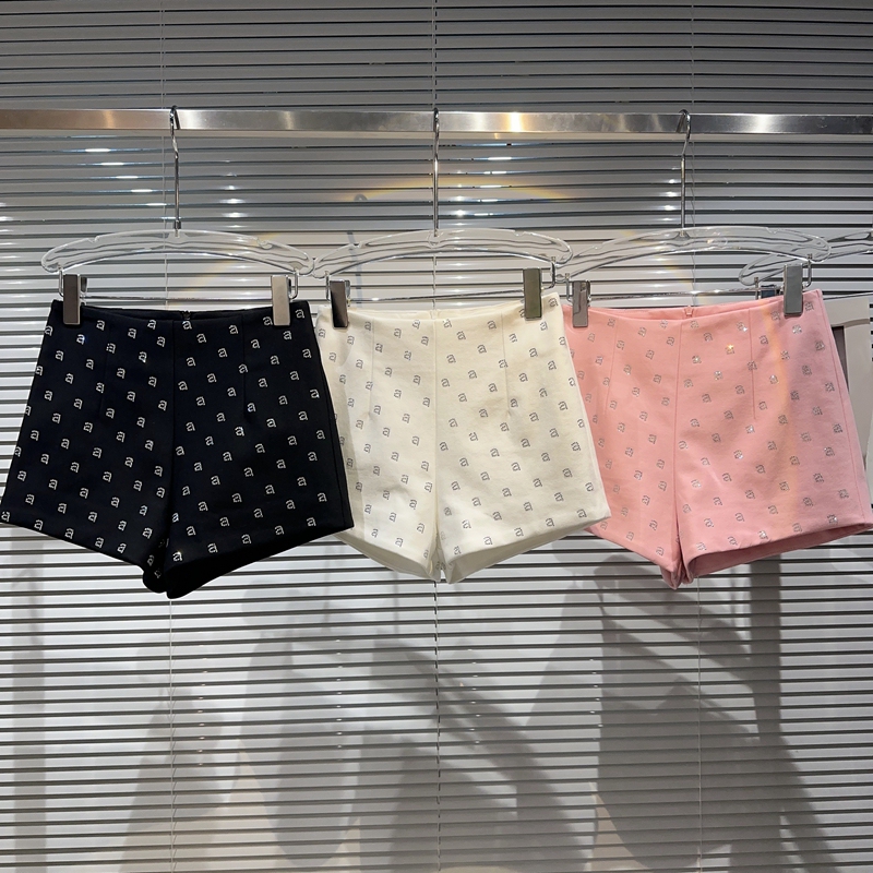 [Discount] 2026 Summer New Style Letter Rhinestone Hotfix Elegant Socialite Zipper Three-Quarter Suit Shorts for Women