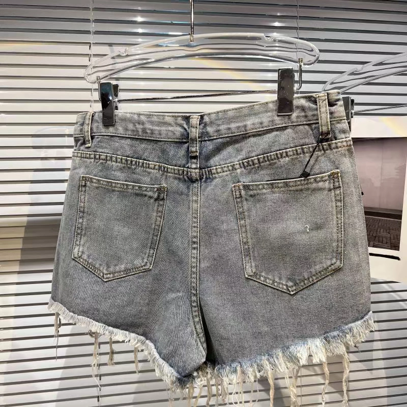 khaki shorts Denim Shorts Skirt Women Single Breasted Fashion Tassel High Waist Jeans Shorts 2022 Summer Loose Wide leg Short Pants Female keiki kona shorts