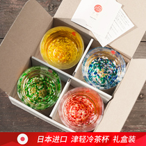 Japan imported Ishizuka Nitsu Tsuka handmade glass set sake wine tasting tea cup colorful small Cup gift box
