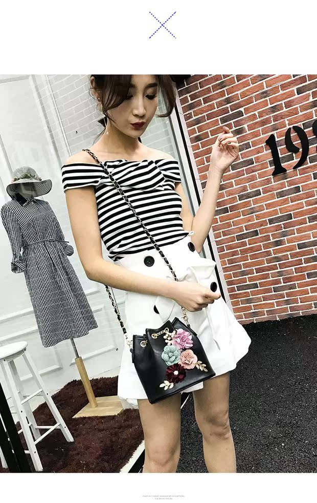 2018 hè mới túi nhỏ thời trang retro túi nữ dính hoa xô túi đeo chéo vai pu túi giản dị túi xách nữ đẹp