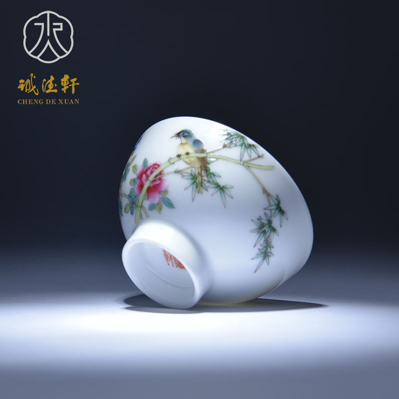 Cheng DE xuan jingdezhen gift kung fu tea master cup hand - made powder enamel single cup 228 resident beauty face