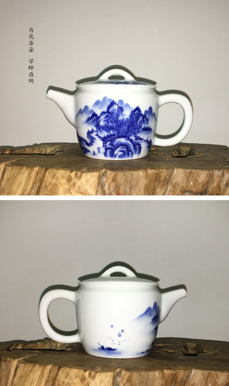 Cheng DE xuan tea set, jingdezhen ceramic high - grade hand - made checking porcelain teapot tea 21 cui peak is superimposed