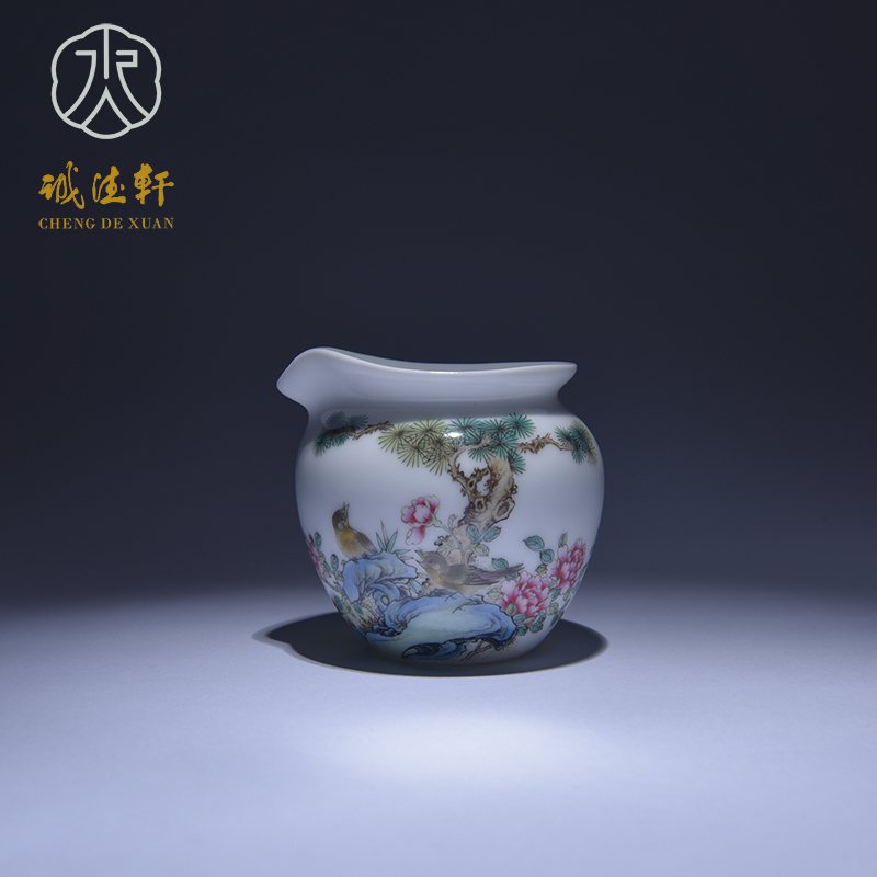 Cheng DE xuan jingdezhen ceramic kung fu tea set suit pure manual set of 8 head powder enamel spring breeze offerings