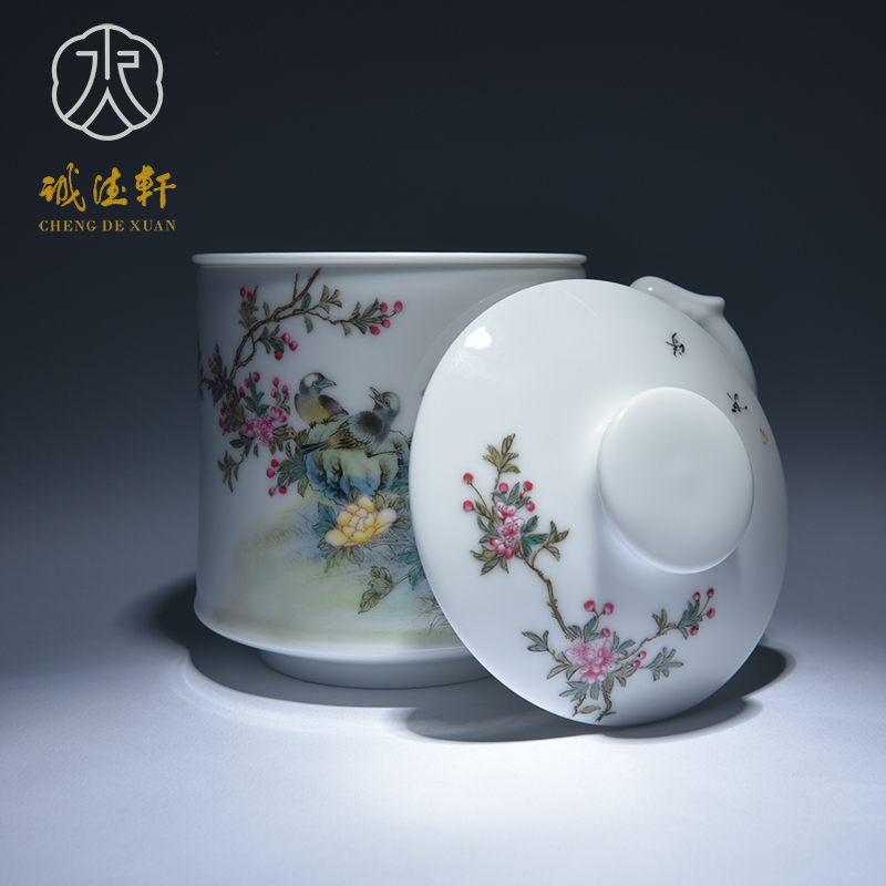 Cheng DE xuan jingdezhen manual high - grade ceramic filter belt) office cup pastel 5 cups ZanHua bald