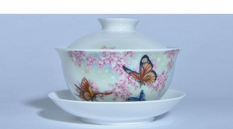 Cheng DE xuan jingdezhen ceramic tea set of suit pastel hand - made process 8 head sweet money butterfly dream