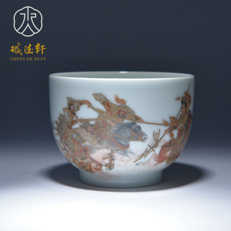 Cheng DE xuan jingdezhen gift kung fu tea master cup hand - made pastel single cup 244 three British war lyu3 bu4